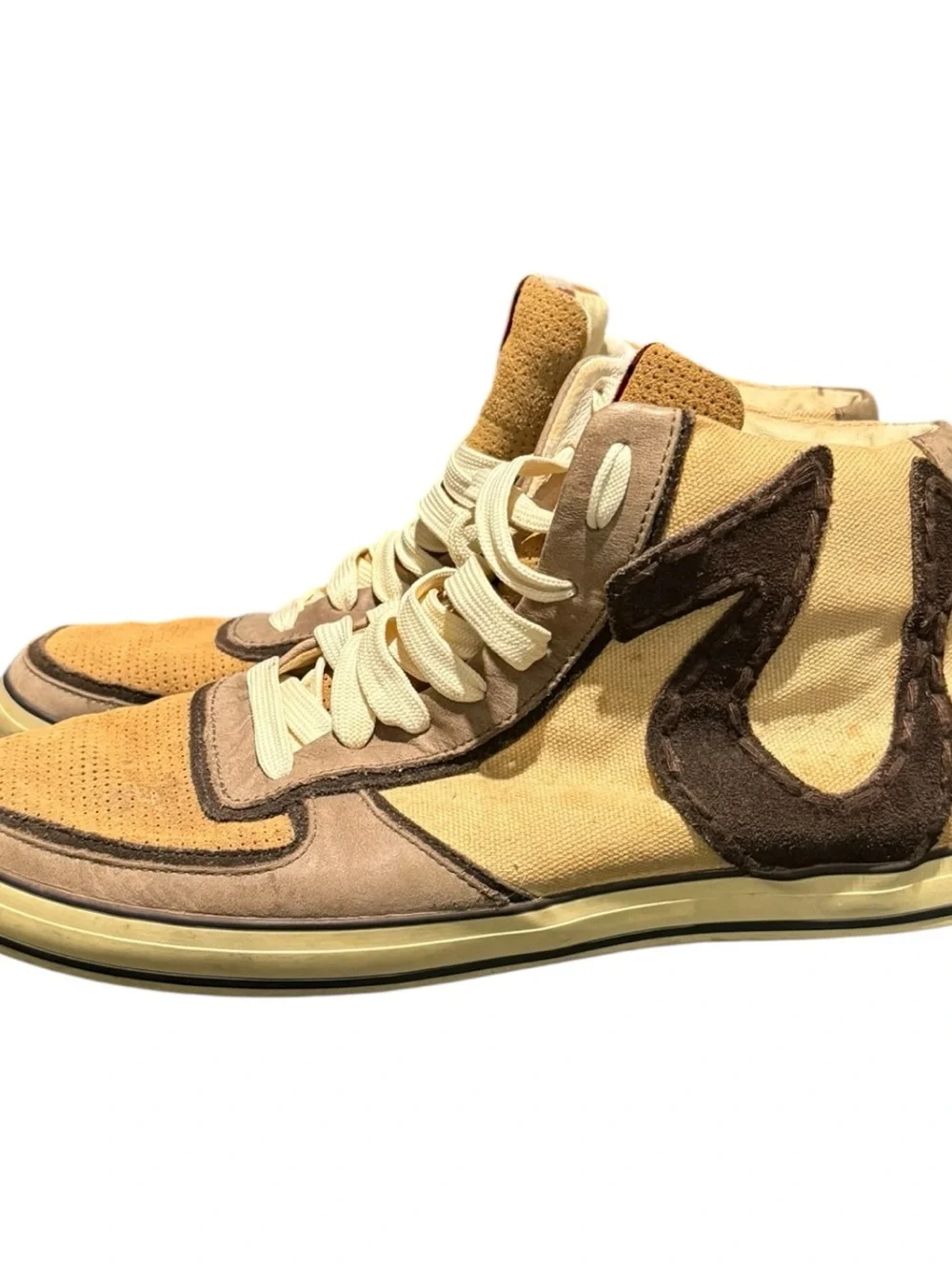 True Religion 4 Color Canvas Hi Top Sneakers  Men’s Size 10.5 Big U Casual Brown